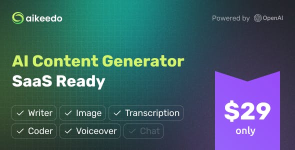 Aikeedo - AI Content Generator Platform - SaaS Ready - OpenAI